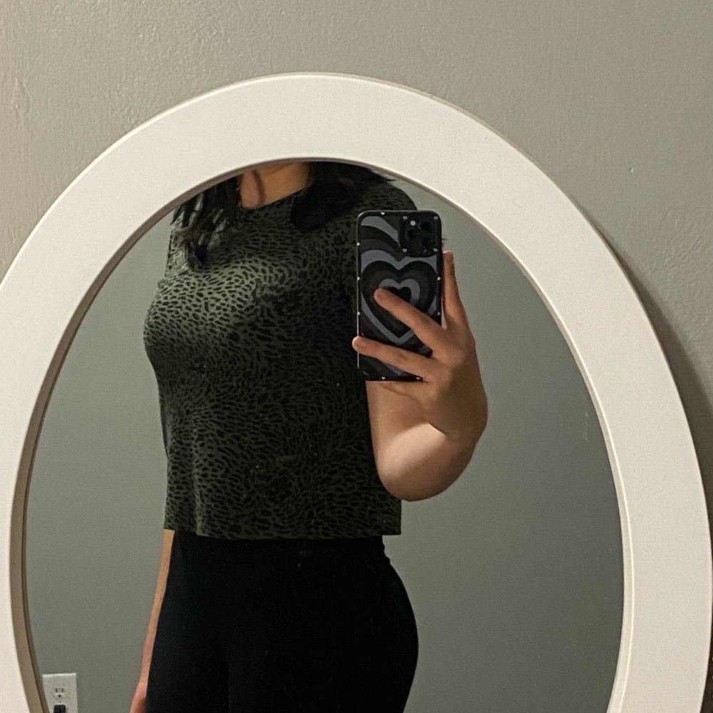 dark green crop top animal print